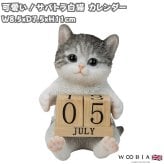 置物 猫 サバトラ白猫 万年カレンダー 高さ11cm woobia ウービア リアル かわいい おしゃれ 玄関 デスク インテリア 卓上カレンダー 日めくり ねこ ネコ 動物 癒し 棚 オフィス 日付 ねこ雑貨 プレゼント ギフト 新築祝い 猫好き