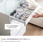 チェスト 3段 キャビネット ショーケース付き 収納棚 タンス アクセサリー収納 Panna パンナ ディスプレイ 収納 引き出し シンプル コンパクト 大容量 省スペース ガラス天板 飾れる 大理石柄 石目柄 幅60 かわいい