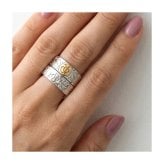 【サイズ展開15～21号】【レーザー刻印無料】ハワイアンジュエリー ペアリング 指輪 幅広リング アクセサリー サージカルステンレス ホヌ ウミガメ 亀 スクロール プルメリア シルバーカラー イエローゴールド メンズ レディース ストレートエッジ カップル 2個セット