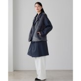 トレンチコート レディース アウター ファーベスト セット 二点セット ストレッチナイロン シルキー 光沢 上品 フェイクファー 単品使い レイヤード ロング丈 秋冬 防寒 着回し 5F (08000368r)
