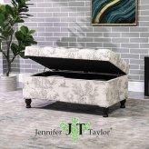チェア 椅子 ジェニファーテイラー ベンチ 収納付き Toile de Jouy トワル ド ジュイ ロココ調 アンティーク調 ヨーロピアン クラシック インテリア ファブリック 布 エレガント おしゃれ 輸入家具 収納付 新生活