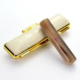 印鑑 はんこ 実印 女性 子供 銀行印 オランダ水牛 10.5 ～ 18.0mm スワロフスキーアタリ付き クロコ調ケースセット 認印 ハンコ 判子 個人 ケース付 おしゃれ 可愛い 赤ちゃん プレゼント ギフト 祝い 記念