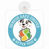 カーサイン 高齢者マーク SENIOR SAFE DRIVER ダルメシアン 車内用 吸盤タイプ 収れん火災防止タイプ 肉球 日本製 車 ステッカー