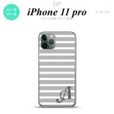 iPhone11Pro iPhone11 Pro スマホケース ハードケース ボーダー グレー 白 +アルファベット メンズ レディース nk-i11p-706i