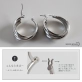 ステンレス 大ぶりピアス 3連ピアス ツイストピアス フープピアス シルバー プチプラ 大きめ 存在感 メタル ワイド 両耳2点 レディース 女性 金属アレルギー対応 イヤリング
