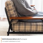 ソファ 座椅子 ー 2人掛け コンパクト 二人 2P チェック柄 省スペース 小さめ 天然木 肘掛け アームレスト ファブリック リビング ダイニング ワンルーム 一人暮らし 幅134 ポケットコイル I字