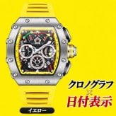 腕時計 メンズ クロノグラフ オマージュウォッチ クォーツ トノー型 スケルトン シリコンベルト 日付 ONOLA ON6827