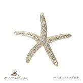 ハワイアンジュエリー シルバー ペンダントトップ スターフィッシュ ヒトデ ひとで 海星 ジルコニア シルバー925 ネックレス チェーン別売 イエローコーティング aumakua メンズ レディース 誕生日 プレゼント ハロウィン 【品番：445-11-02】