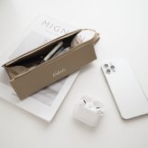 三角 立体 ペンケース 【 本革 Nuance パステル 名入れ 】 筆箱 マルチケース トレー 大容量 ニュアンスカラー