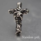 シルバーピアス メンズ スカル×クロス スタッド 金属アレルギー対応ステンレス1P 片耳用 片方 シングル 骸骨 ドクロ 髑髏 黒 ブラック アラベスク 男性用 アクセサリー おしゃれ かっこいい【全品1個ずつバラ売り】 プレゼント