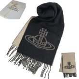 ヴィヴィアンウエストウッド マフラー Vivienne Westwood 81030006 W01MK N402 Double Face Scarf BLACK WHITE ブラック ホワイト リバーシブル ビッグオーブロゴ