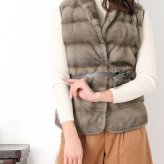 ミンク ラム革 カシミヤ ニット リバーシブル ベスト/レディース ファーベスト 生地 ラムレザーベスト ファーベスト ダブルフェイス ジレ リアルファー 2WAY 秋 冬 アウター ギフト プレゼント 7F (01000721r)