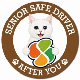 カーサイン 高齢者マーク SENIOR SAFE DRIVER 白 マグネット 強力 直径13cm 肉球 日本製 車 ステッカー
