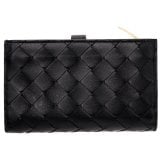 ボッテガヴェネタ BOTTEGA VENETA 二つ折り財布 イントレチャート メンズ レディース ブラック 黒 小銭入れ付き ファスナー小銭入れ カード入れ10個 ラムレザー 本革 609070 V3UH2 8425 縦長