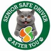 カーサイン 高齢者マーク SENIOR SAFE DRIVER ブリティッシュショートヘア ステッカー シール 直径13cm 肉球 日本製 車