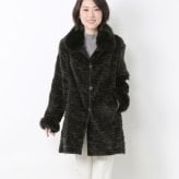 シルク ＆ ロシアンセーブル コート リバーシブル 着丈85cm レディース ブラック ギフト プレゼント 7F (01000858r)