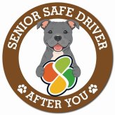 カーサイン 高齢者マーク SENIOR SAFE DRIVER スタッフォードシャーブルテリア マグネット 強力 直径13cm 肉球 日本製 車 ステッカー