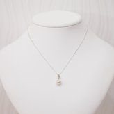 ［pearl583］ 8mm - 8.5mm ホワイトピンク ペンダント ダイヤモンド付 あこや真珠 0.01ct