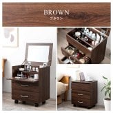 収納家具 ラック トコスメワゴン キャスター付き 好評 鏡台 コンパクト RUD-1830 ドレッサー 一面鏡 1面ドレッサー サイドテーブル 化粧台 ワイドミラー 大容量 引き出し 2段 おしゃれ シンプル 幅42.5×奥行31×高さ5182cm 家具