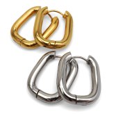 ステンレス ワイド スクエアピアス 2カラー 両耳用2点セット レディース フープ 四角 太幅 角丸 艶感 立体感 シンプル モード きれいめ 大人 上品 カジュアル 耳元 アクセサリー 存在感 メタル ミニマル おしゃれ デイリー