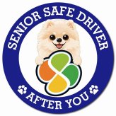 カーサイン 高齢者マーク SENIOR SAFE DRIVER ポメプー マグネット 強力 直径13cm 肉球 日本製 車 ステッカー