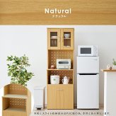 食器棚 キッチン収納 キッチンボード ワゴンタイプ 可動棚付き 幅59cm 高さ182cm キッチンラック 省スペース ワゴン収納 スライド収納 炊飯器 オープンスペース 電子レンジ 家電 キャビネット 整理整頓 頑丈 ワゴンキャスター付き 新生活：