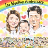 結婚記念日のギフトに、プレゼントにも喜ばれています。ラッピング対応で、贈り物として渡しやすい似顔絵です。 結婚記念日 プレゼント 似顔絵 名入れ 贈り物 ギフト 手描き 結婚記念日 結婚30周年 金婚式 結婚10周年 記念日 周年記念 家族 夫婦 両親 名入れ 下書き確認 修正無料 そっくり 一生もの サプライズ 喜ばれる 周年 親孝行 記念日 結婚記念日 感謝 大人数 傘寿祝い メモリアル