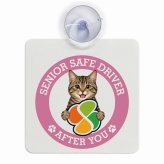 カーサイン 高齢者マーク SENIOR SAFE DRIVER キジトラ 車内用 吸盤タイプ 収れん火災防止タイプ 肉球 日本製 車 ステッカー