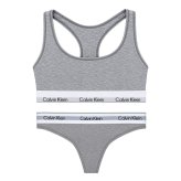 カルバンクライン Calvin Klein(CK) ブラ&ショーツ Tバック セット ロゴ 無地 ノンワイヤー アンダーウェア インナー 下着 QF8493+QF8518 レディース グレー