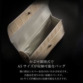 スモールクロコダイル ヌメ革 2way バッグ ショルダーバッグ センター取り 一枚革 かぶせ開閉 クラッチバッグ 立ち上がりハンドル A5収納 ミニポケット 希少 本革 レディース 高級 レザー 鞄 保証書付 プレゼント ギフト 4FA (06002004r)
