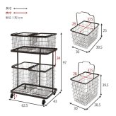 収納家具 ラック ランドリー 4BOX ダブル ランドリーバスケット 2段 4カゴ 洗濯物入れ 縦型収納 スチール ランドリー収納 ランドリーワゴン 洗濯かご おしゃれ シンプル 脱衣所 洗面所 キャスター