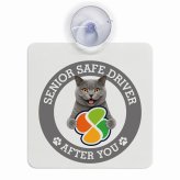 カーサイン 高齢者マーク SENIOR SAFE DRIVER シャルトリュー 車内用 吸盤タイプ 収れん火災防止タイプ 肉球 日本製 車 ステッカー