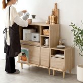 本棚 キッチン リビング 収納 キャビネット 52531 幅60 ホワイト 木製 カントリー フラップ扉タイプ フラップ扉付き コンパクト 北欧 アンティーク ヴィンテージ オープン サイドチェスト おしゃれ