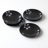 黒白桜 4.5寸皿 5客 磁器 美濃焼 やきものの里から、暮らしを贈ります。　ギフト 食器 セット テーブルウェア