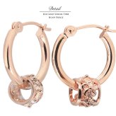 ハワイアンジュエリー フープピアス ピアス ピンクゴールド ピアス 外径15mm クロッシングピアス ハイビスカス 透かし バレル 樽 ゴールド 揺れる 片耳(1個)購入可 K14ピンクゴールド 14K 20G ゲージ BY THE SEA バイザシー プレゼント ハロウィン 【品番：GE222R】