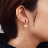 ［pearl612］7.5mm - 8mm ホワイトピンク 半貴石 ピアス あこや真珠