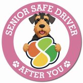 カーサイン 高齢者マーク SENIOR SAFE DRIVER エアデールテリア マグネット 強力 直径13cm 肉球 日本製 車 ステッカー