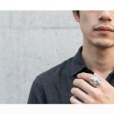 【サイズ展開17～23号】ハワイアンジュエリー リング ステンレス サージカルステンレス スカル ドクロ 骸骨 メッセージ ハート 幅広 指輪 金属アレルギー シルバー メンズ 男性 アクセサリー