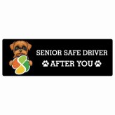 カーサイン 高齢者マーク SENIOR SAFE DRIVER ブリュッセルグリフォン ステッカー シール 長方形 20x6.7cm 肉球 日本製 車