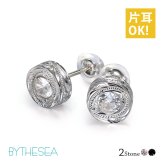 ハワイアンジュエリー ピアス 一粒 ホワイト ブラックジルコニア 選べる 片耳 一個購入可 スタッドピアス ラウンド シルバー925 ロジウムコーティング キャッチ シンプル 20G ゲージ BY THE SEA バイザシー メンズ レディース プレゼント ハロウィン 【品番：SE101】