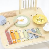 誕生日プレゼント PolarB ポーラービー ミュージックテーブル 楽器 おもちゃ 音の出るおもちゃ シロフォン ドラム たいこ ギロ チャイム シンバル ベル ラトル ガラガラ 7つの音あそび 演奏ごっこ 木製 木のおもちゃ 知育玩具 北欧 くすみカラー おしゃれ 男の子 女の子 お祝い ギフト