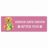 カーサイン 高齢者マーク SENIOR SAFE DRIVER ゴールデンレトリバー ステッカー シール 長方形 15x5cm 肉球 日本製 車