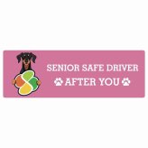 カーサイン 高齢者マーク SENIOR SAFE DRIVER ドーベルマン ステッカー シール 長方形 20x6.7cm 肉球 日本製 車