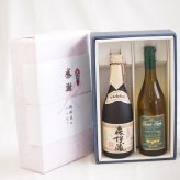 感謝の贈り物ボックス 芋焼酎とワインの格別のマリアージュ2本セット(フエンテ フルータ シャルドネ 白ワイン やや辛口13度(チリ) 本格芋焼酎 森伊蔵 25度(鹿児島県)) 750ml×1本 720ml×1本
