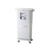 ゴミ箱 45L 縦型分類ワゴンペール45W RSD-99 東谷 日本製 上段15L×2 下段15L 3分別 分別ゴミ箱 縦型 スリム 省スペース ふた付き キャスター付き フック付き 袋掛け 分別ダストボックス ワゴンペール キッチン カウンター横 完成品 ホワイト 白 新生活 引っ越し