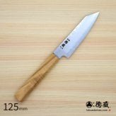 ステンレス切付ペティナイフ　125mm 銀三 梨地仕上げ オリーブ八角柄 日本製 徳蔵刃物 【TOKUZO KNIVES】 JAPAN Kitchen Knives 包丁 切れ味 家庭用 万能 錆に強い 両刃 プレゼント ギフト 贈り物 一生モノ