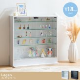収納家具 ラック 段差式 コレクションボードコレクションケース コレクション収納 キュリオケース コレクション 展示棚 展示ケース ガラス棚 背面ミラー フィギュア 完成品 木製 木目調 ブラウン ホワイト 幅80cm×奥行24cm×高さ81.2cm