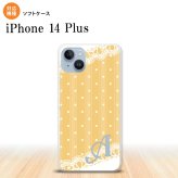 iPhone14 plsu iPhone14 plsu スマホケース 背面ケースソフトケース ドット レース C 黄 +アルファベット 2022年 10月発売 nk-i14pl-tp1613i