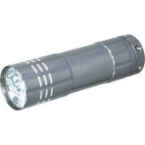 【直送】パワフル9LEDライトセット [26-0601-013] L2806 カラビナ付き 高輝度9LED メタリック仕上げ ミニ懐中電灯 単4電池3本付き 防災 レジャー アウトドア ギフト