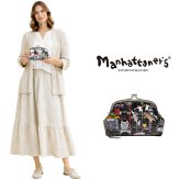 Manhattaner's マンハッタナーズ がま口型ポーチ 75-7847 猫 猫柄 日本製 久下貴史 くげ たかし デザイン 絵 猫飛び星降るマンハッタン どこからどこまで七 スパイス猫 猫社会 ポーチ がま口 財布 小銭入れ プレゼント 母の日 敬老の日 猫好き ねこ 小物 ファッション 雑貨
